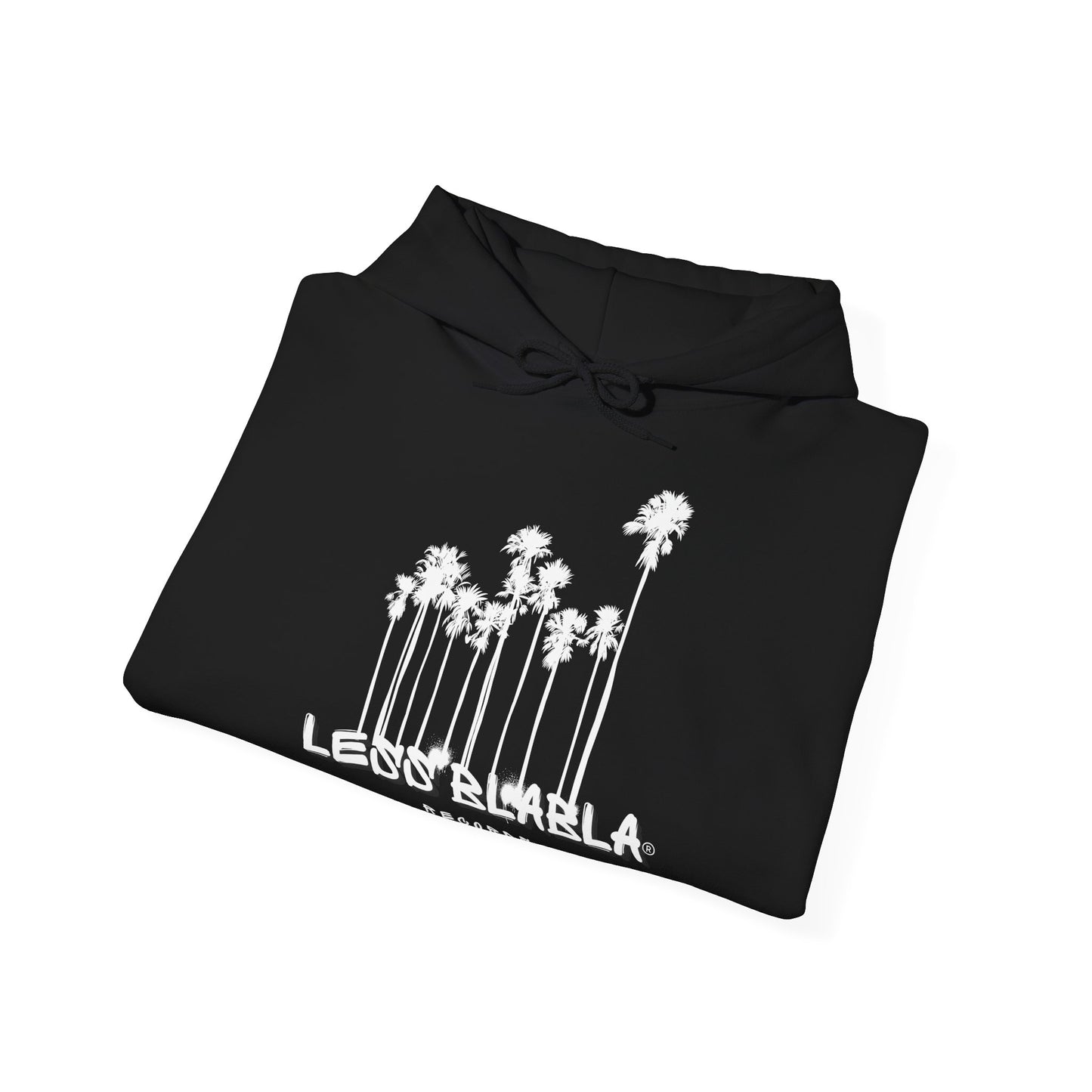 Less BlaBla Records Palmtrees Black White - Unisex Heavy Blend™ Hooded Sweatshirt - EU
